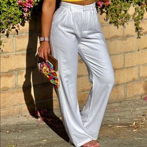 ADDIE LINEN PANT (WHITE) from the site www.theclothesrak.com